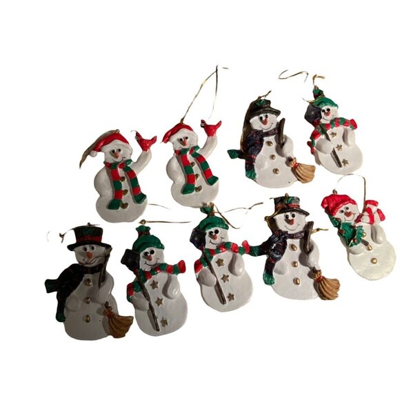 Snowmen Christmas Tree Ornaments Lot of 9 - Picture 1 of 5